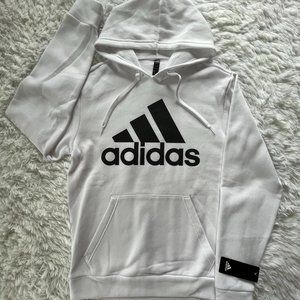NWT Small Mens White & Black Logo Adidas Hoodie
